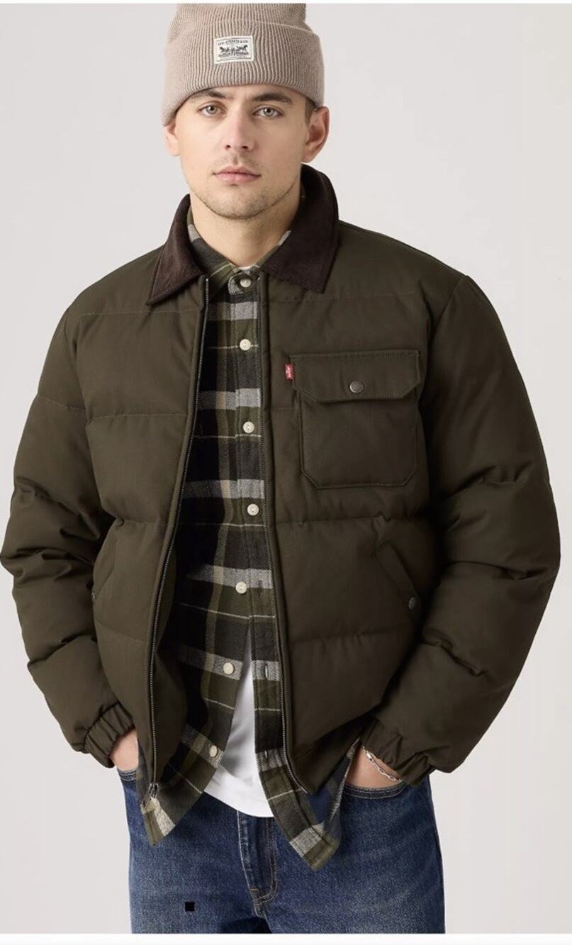 Levi’s Men’s Quilted Depot Jacket Corduroy Collar Olive XXL NWT 005WC0018